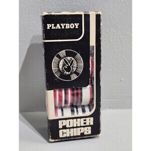 Vintage Playboy Poker Chips And Promo Red Black White Green Rabbit Head Original